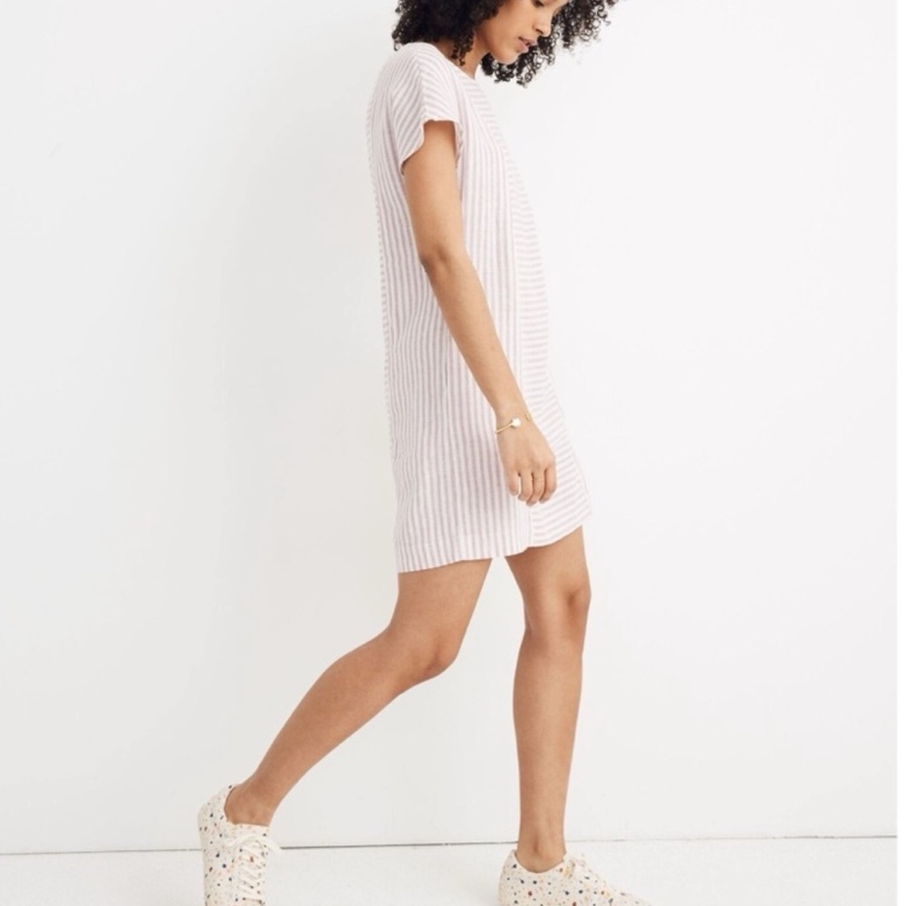 Madewell Striped Purple and White Dress - Picture 2 of 8